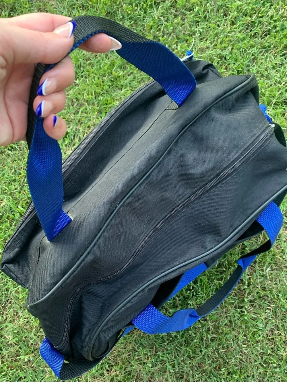 Vintage Ford Black Canvas Duffel with Bright Blue Shoulder Strapww